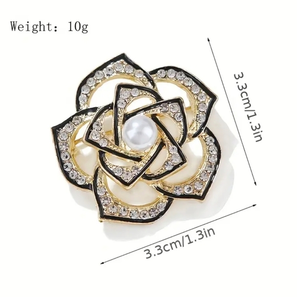 Exquisite Rhinestone Camellia Brooch Pin - Picture 4 of 4